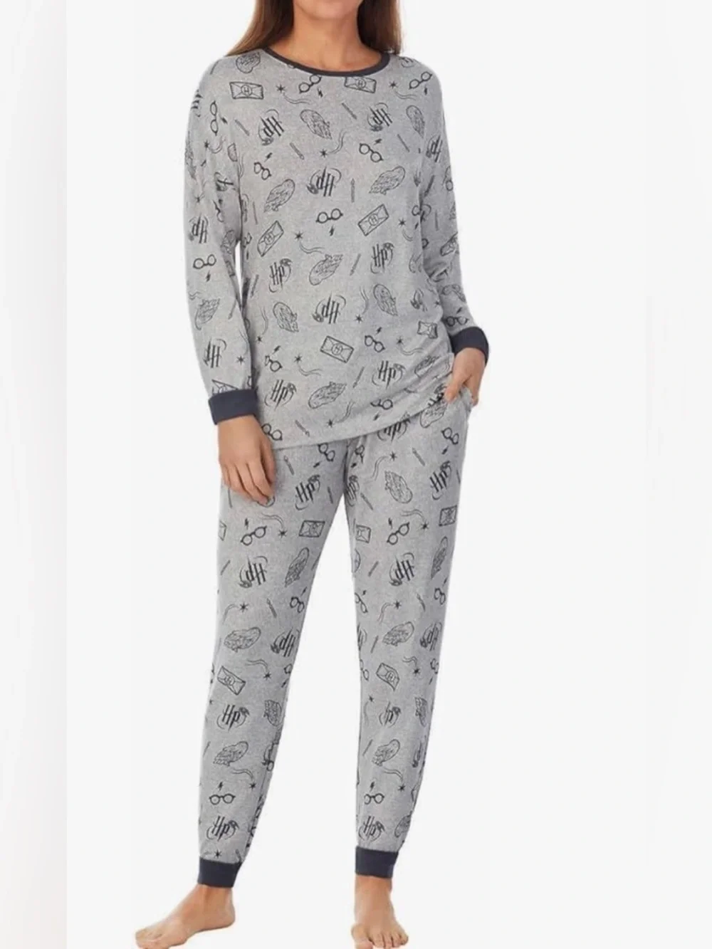 Wizarding World Harry Potter Cozy 2 Piece Pajama Set Gray SizeL
